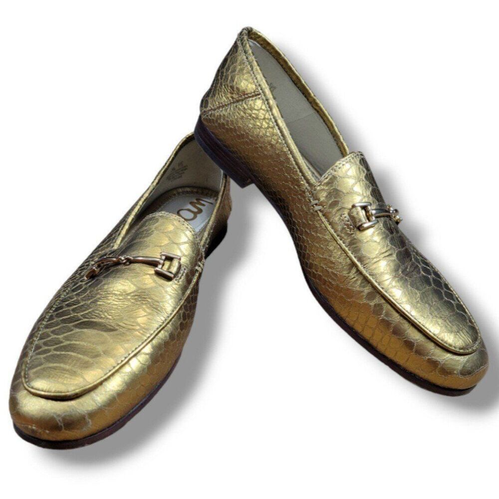 Sam Edelman Shoes Size 7.5 M Sam Edelman Loraine Loafer Leather Gold  Snakeskin